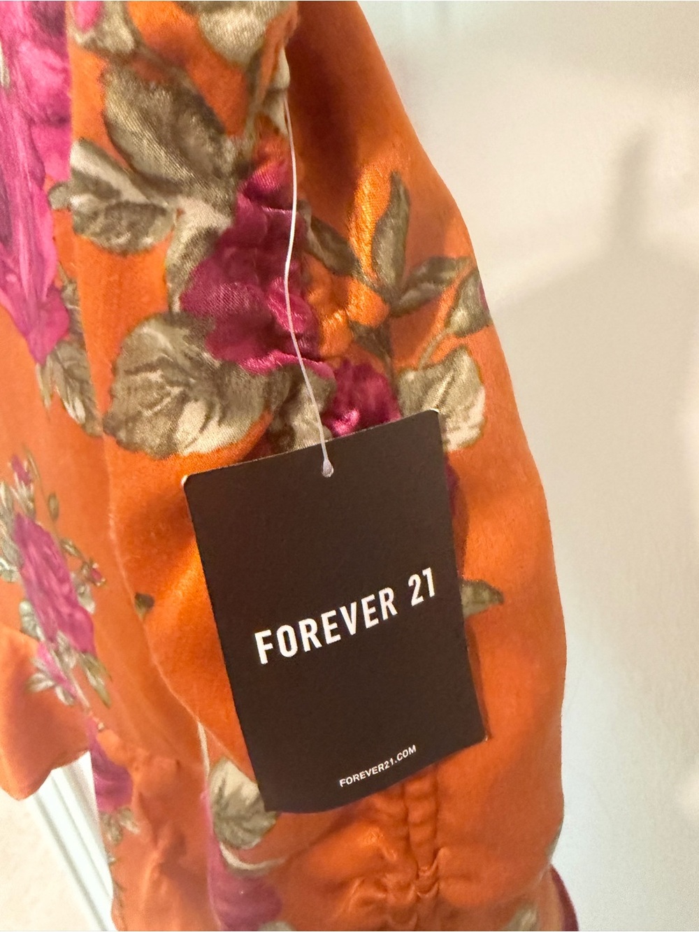 Forever 21 Orange Satin Mini Skirt with Pink Rose Print - Picture 4 of 4